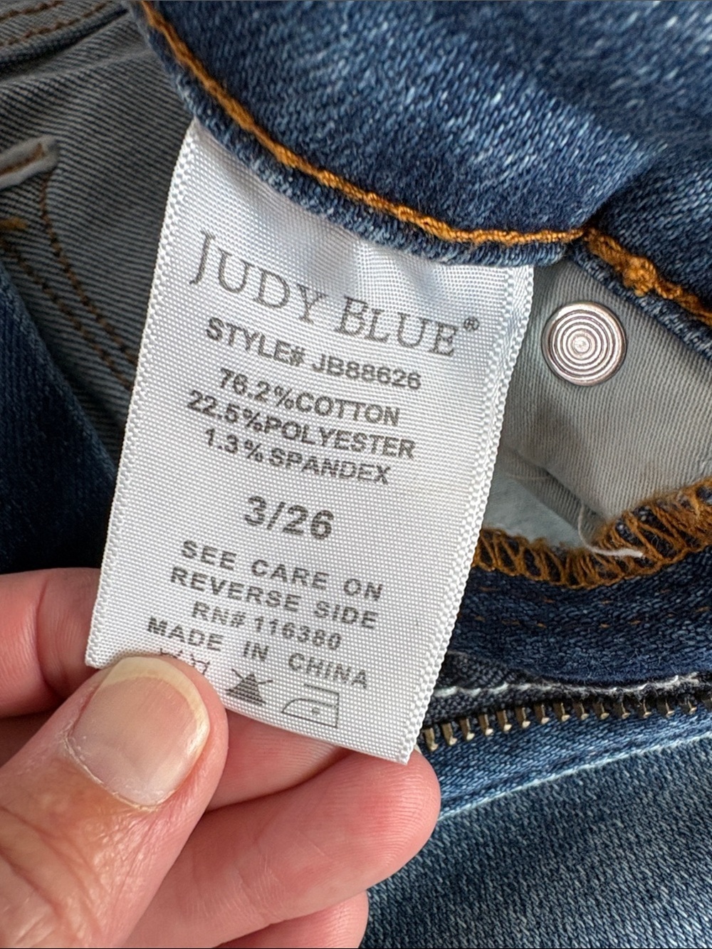 Judy Blue High Waist Slim Boot Cut unfinished hem 5 pocket zip close blue jean - Picture 8 of 16